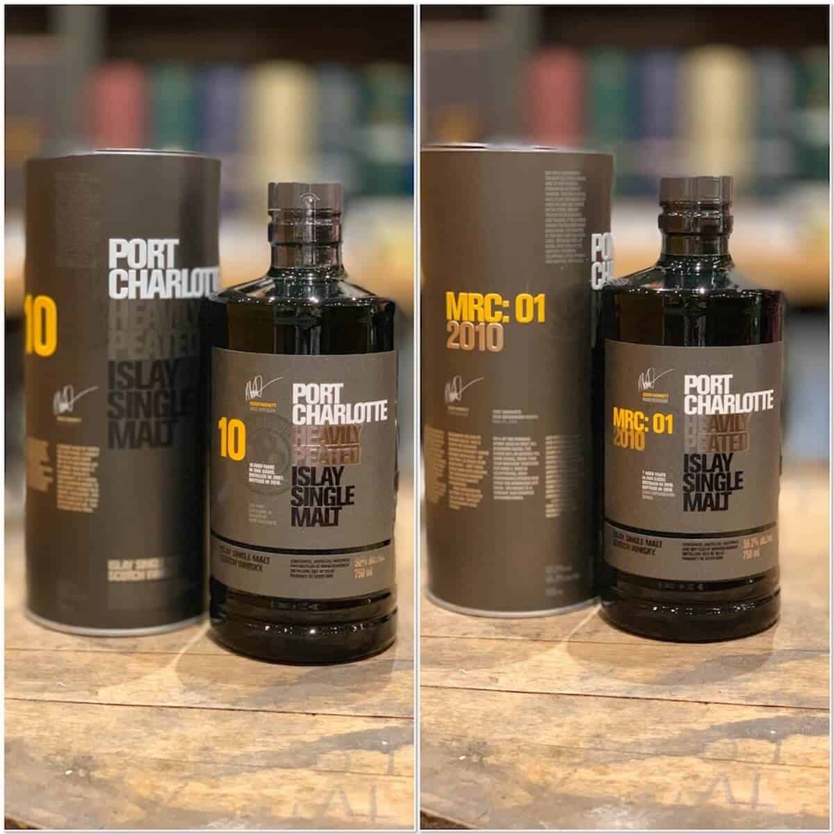 two Port Charlotte heavily peated new released in bottles